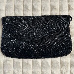 Black Beaded Clutch